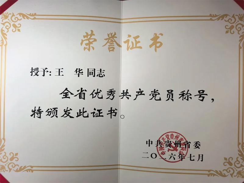 党建引领实干兴企初心如磐勇担使命—— 王华荣获全省优秀共产党员称号